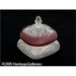 AN AMERICAN 'ROYAL OAK' LIDDED GLASS DISH RNorthw