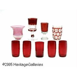 A GROUP OF AMERICAN RUBY AND CRANBERRY GLASS RMak