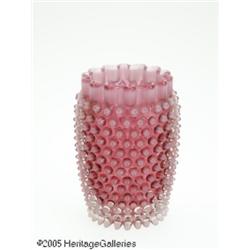 AN AMERICAN CRANBERRY HOBNAIL GLASS VASE RMaker u