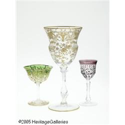 THREE PIECES OF ASSORTED GLASS STEMWARE RCambridg