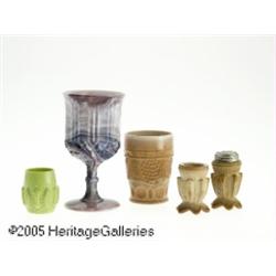 FIVE AMERICAN PATTERN GLASS ITEMS RMakers unknown