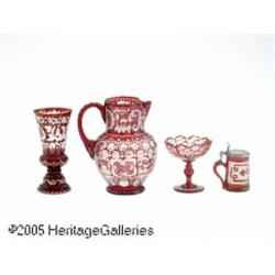 FOUR PIECES OF BOHEMIAN GLASS RMakers unknown, c.