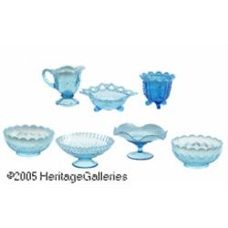 A COLLECTION OF AMERICAN OPALESCENT BLUE GLASS IT