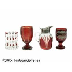 A GROUP OF RUBY GLASS ITEMS RVarious makers, c.19
