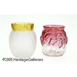 TWO AMERICAN GLASS TOOTHPICK HOLDERS RHobbs & Bro