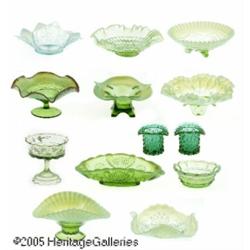 A COLLECTION OF AMERICAN GREEN GLASS ITEMS RVario