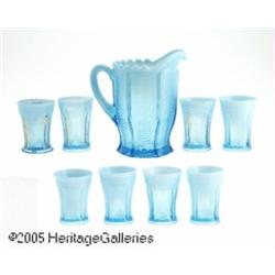 A SET OF 'DRAPE' OPALESCENT GLASS TUMBLERS AND A 
