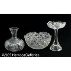 THREE AMERICAN BRILLIANT CUT GLASS ITEMS Rc.1900 