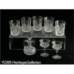 NINE ENGLISH ETCHED AND CUT GLASS ITEMS RThomas W