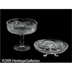 AN AMERICAN BRILLIANT CUT GLASS COMPOTE AND FOOTE