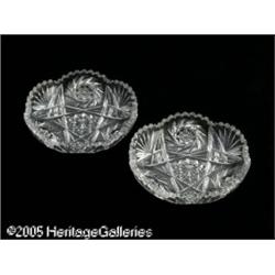 A PAIR OF AMERICAN BRILLIANT CUT GLASS NAPPIES RM