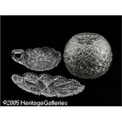 AN AMERICAN BRILLIANT CUT GLASS ROSE BOWL, CELERY