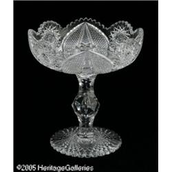 AN AMERICAN BRILLIANT CUT GLASS COMPOTE RMaker un