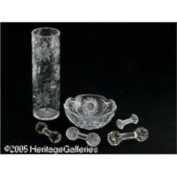 SIX AMERICAN BRILLIANT CUT GLASS ITEMS RMakers un
