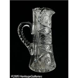AN AMERICAN BRILLIANT CUT GLASS PITCHER RMaker un