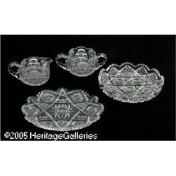 FOUR AMERICAN BRILLIANT CUT GLASS SERVING PIECES 