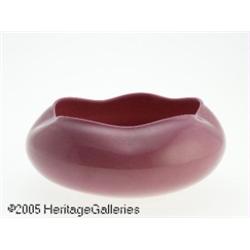 AN AMERICAN 'WILD ROSE' PEACH BLOW GLASS BOWL RNe