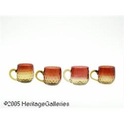 FOUR AMERICAN ART GLASS PUNCH CUPS RNew England G