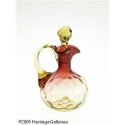 AN AMERICAN THUMBPRINT PATTERN AMBERINA GLASS CRU