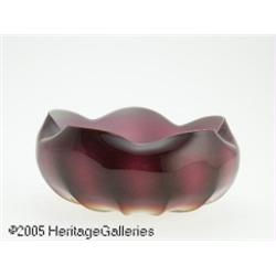 AN AMERICAN PLATED AMBERINA GLASS BOWL RNew Engla