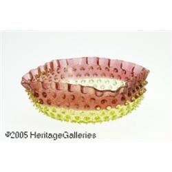 AN AMERICAN HOBNAIL PATTERN AMBERINA GLASS BOWL R