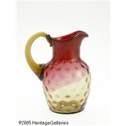 AN AMERICAN 'THUMBPRINT' AMBERINA GLASS PITCHER R