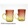 Image 1 : TWO AMERICAN THUMBPRINT PATTERN AMBERINA GLASS MU