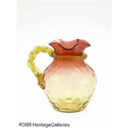 AN AMERICAN THUMBPRINT PATTERN AMBERINA GLASS PIT