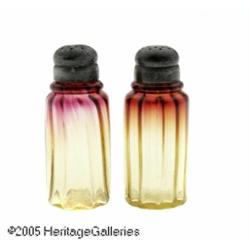 AN AMERICAN AMBERINA GLASS SALT AND PEPPER RNew E