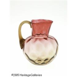 AN AMERICAN THUMBPRINT PATTERN AMBERINA GLASS PIT