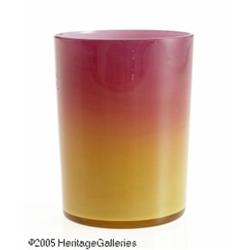 AN AMERICAN WHEELING PEACH BLOW GLASS TUMBLER RNe
