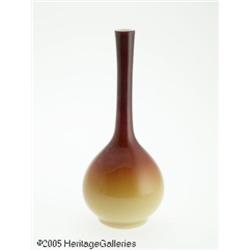 AN AMERICAN WHEELING PEACH BLOW GLASS BUD VASE RH