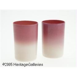 TWO AMERICAN GLOSSY 'WILD ROSE' GLASS TUMBLERS RN