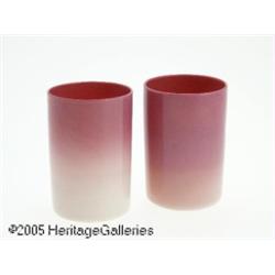 TWO AMERICAN 'WILD ROSE' GLASS TUMBLERS RNew Engl