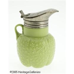 AN OPAQUE COLORED GLASS SYRUP PITCHER RMaker unkn
