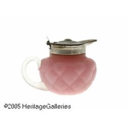 AN AMERICAN SATIN GLASS SYRUP PITCHER RMaker unkn