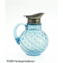 AN OPALESCENT GLASS SYRUP PITCHER RMaker unknown,