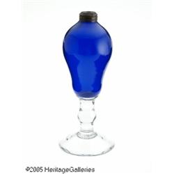 AN AMERICAN WHALE OIL BLUE GLASS LAMP RMaker unkn