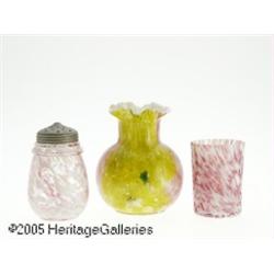 A GROUP OF THREE AMERICAN SPATTER GLASS ITEMS RMa