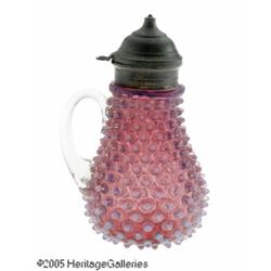 AN OPALESCENT HOBNAIL GLASS SYRUP PITCHER RMaker 