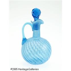 AN AMERICAN STRIPED GLASS CRUET RMaker unknown, c