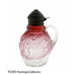 AN AMERICAN ROYAL IVY RUBINA PATTERN GLASS SYRUP 