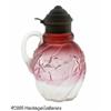 Image 2 : AN AMERICAN ROYAL IVY RUBINA PATTERN GLASS SYRUP 