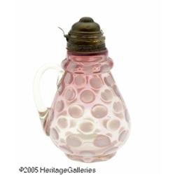 AN AMERICAN COIN SPOT PATTERN RUBINA GLASS SYRUP 