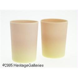 TWO AMERICAN ACID FINISH BURMESE GLASS TUMBLERS R