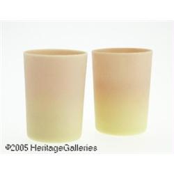 A PAIR OF AMERICAN ACID FINISH BURMESE GLASS TUMB