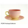 Image 1 : AN AMERICAN GLOSSY BURMESE GLASS CUP AND SAUCER R