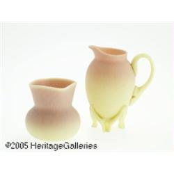 AN AMERICAN ACID FINISH BURMESE GLASS CREAMER AND