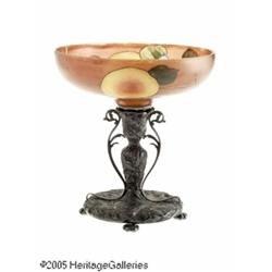 AN AMERICAN NAPOLI GLASS BRIDES BOWL ON STAND RMt