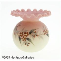 AN AMERICAN ENAMELED ACID FINISH BURMESE GLASS CA